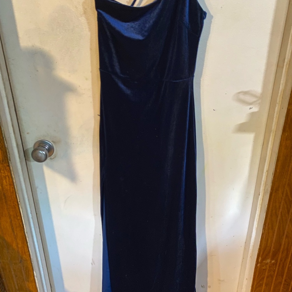 Windsor Blue One Shoulder Velvet Gown